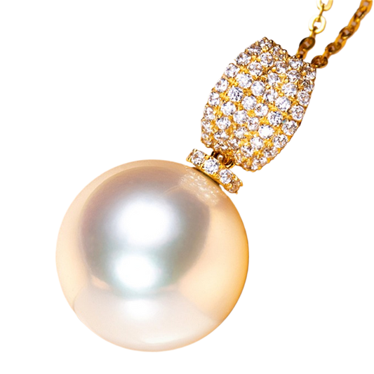 Natural Australian White Pearl Pendant Single Sea Water Pearl Necklace Authentic 13～14mm