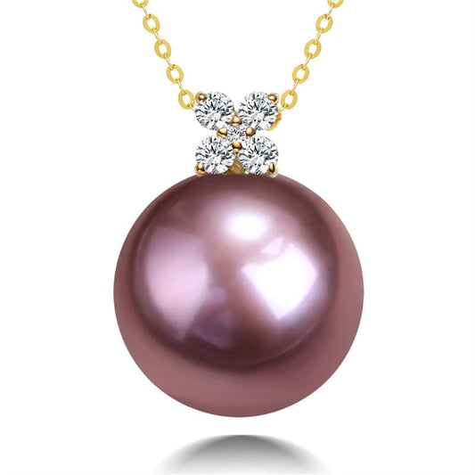 Intense Purple Freshwater Pearl Pendant Necklace Single 10～11mm