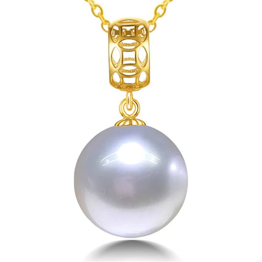 Australian White Tamsui Pearl Pendant 18K Gold Treasure Attraction Necklace 11～12mm