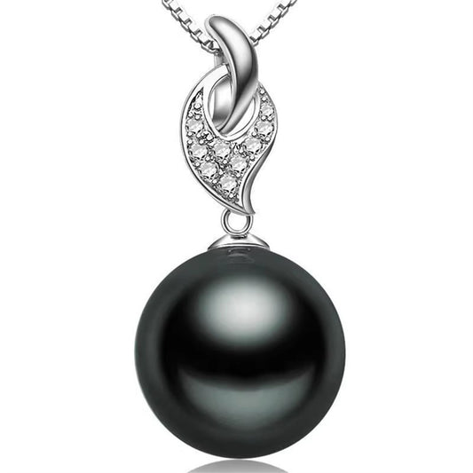 Natural Black Pearl Pendant 18K Necklace 11～12mm