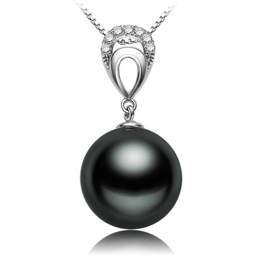 18k Gold Black Pearl Pendant Single Seawater Pearl Necklace 10～11mm
