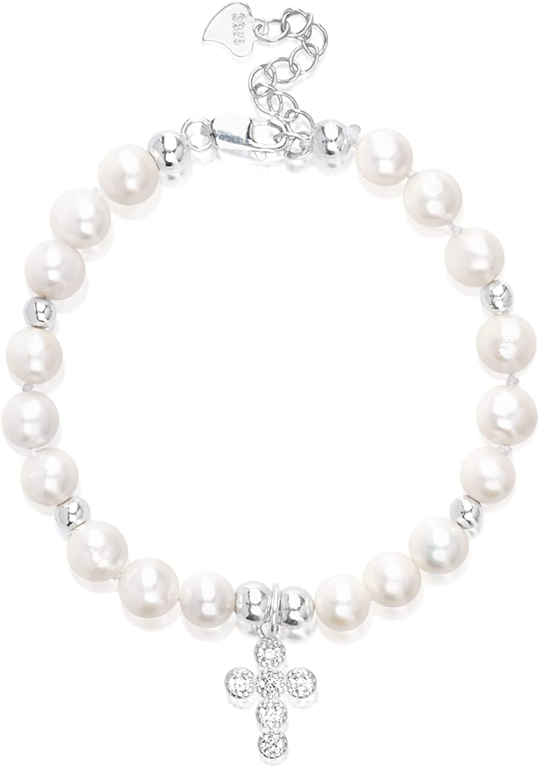 Pearlsays Natural Pearl Bracelets Cross Sterling Silver Cubic Zirconia –  WJjewelry