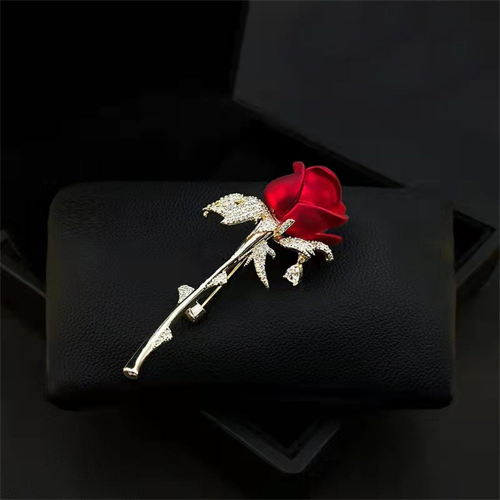 Swarovski Single Red Rose Flower Brooch Pin – World of Eccentricity & Charm