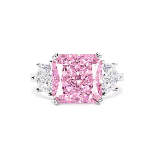 Square Sakura Pink Created Diamond Ring