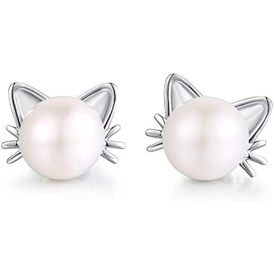 925 Sterling Silver Dainty Pearl Earrings for Women, 18K White Gold Plated CZ Diamond Pearl Leverback Earrings, 5A+ Cubic Zirconia Pearl Earrings, Fine Jewelry Gift for Ladies 8MM-10MM