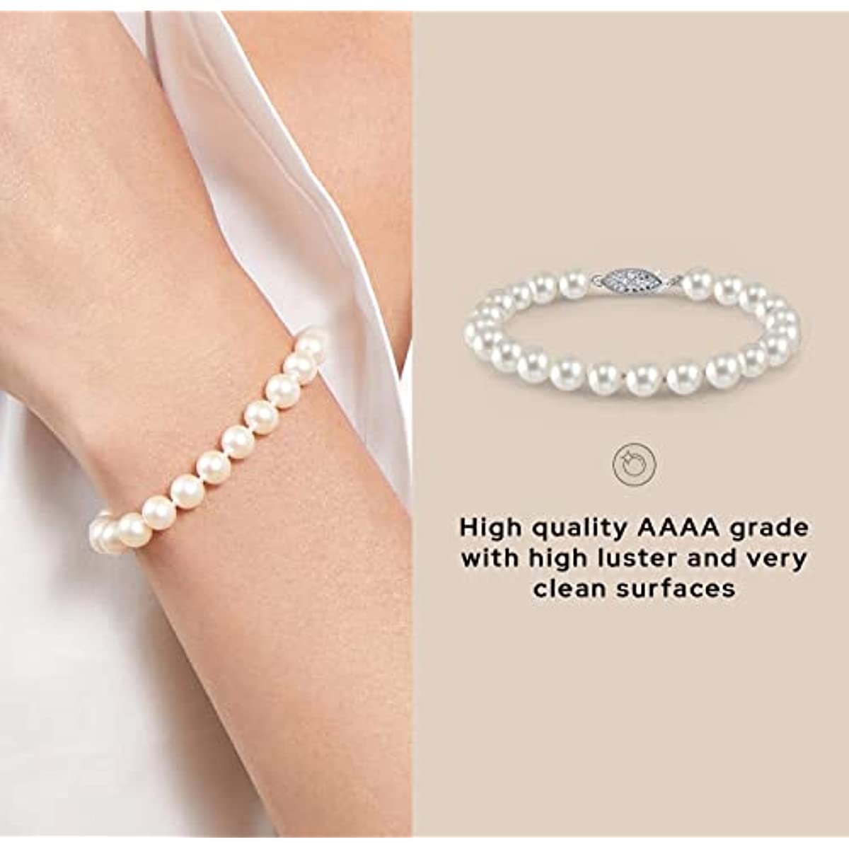 7.0-7.5mm White Freshwater Pearl Necklace - AAAA Quality